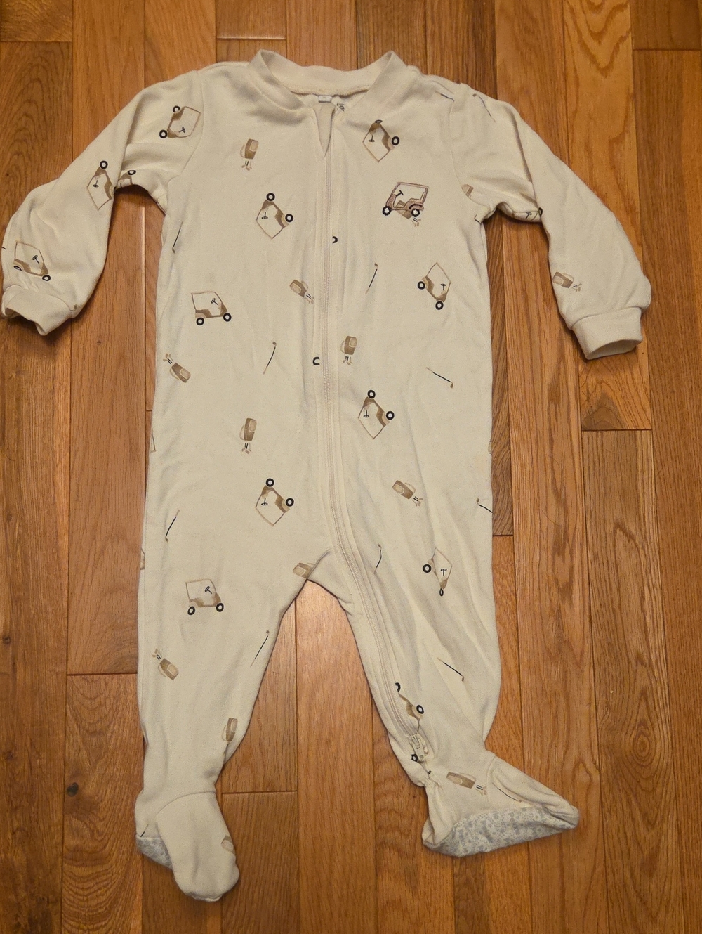 5/$20 Pekkle 12M Golf Print Footed Zipper Onsie Sleeper Pajamas